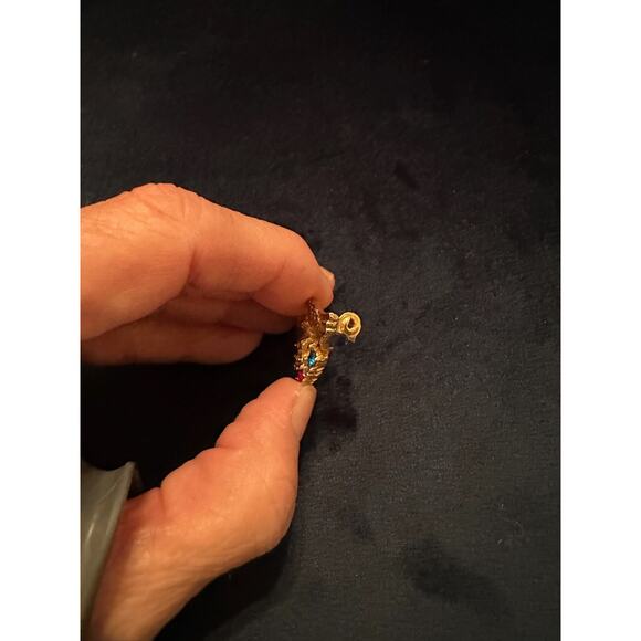 Vintage Eagle Gold Tone Pin Brooch Red White Blue‎ Rhinestones Patriotic - Picture 7 of 10